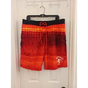 Men's Fireball Whiskey Red Hot & Orange Swim Trunks Big Logo Size 2XL